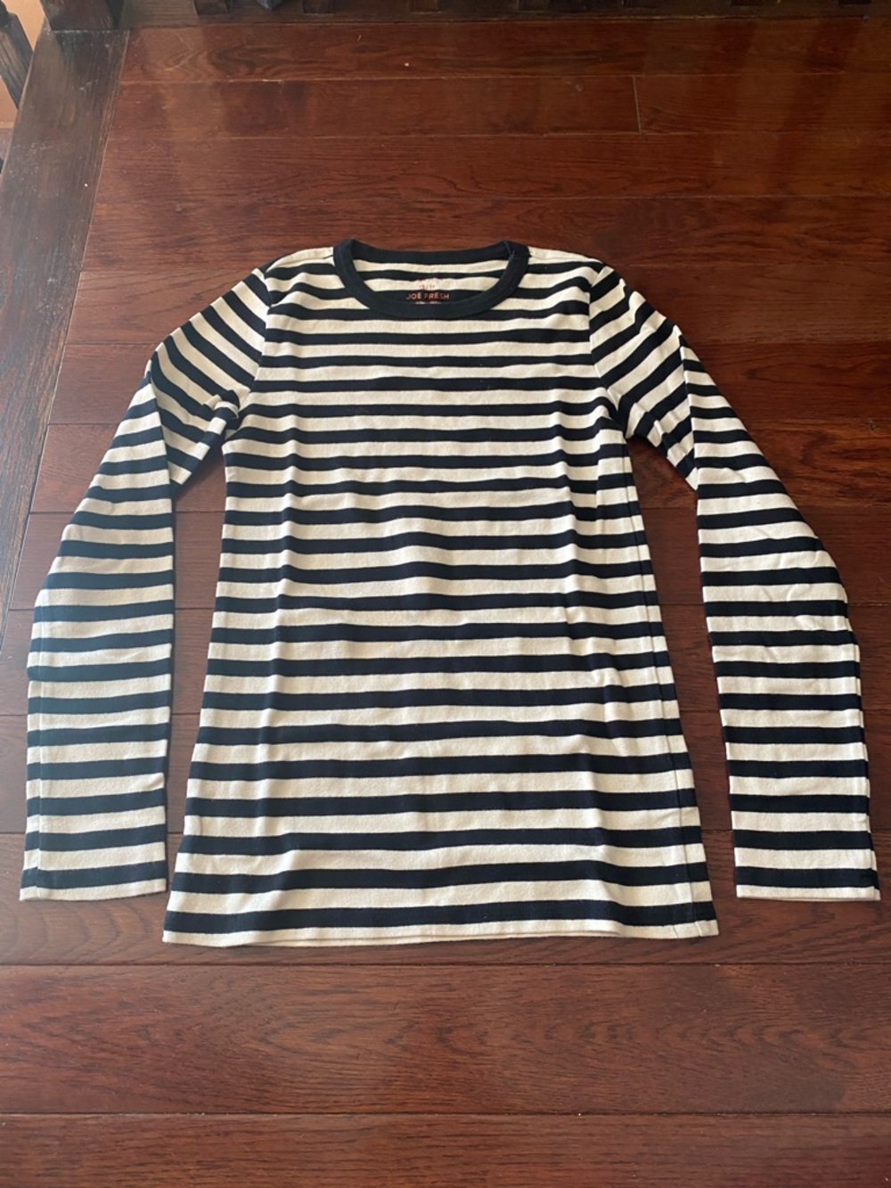 Joe Fresh Black & Cream Striped Long-Sleeve Tee